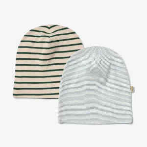 2 Hat Soft Aidan - blue green stripe