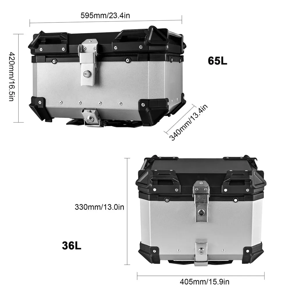 65L Aluminum Alloy Motorcycle Rear Trunk Case