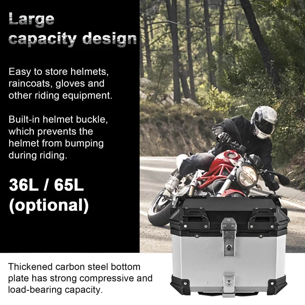65L Aluminum Alloy Motorcycle Rear Trunk Case