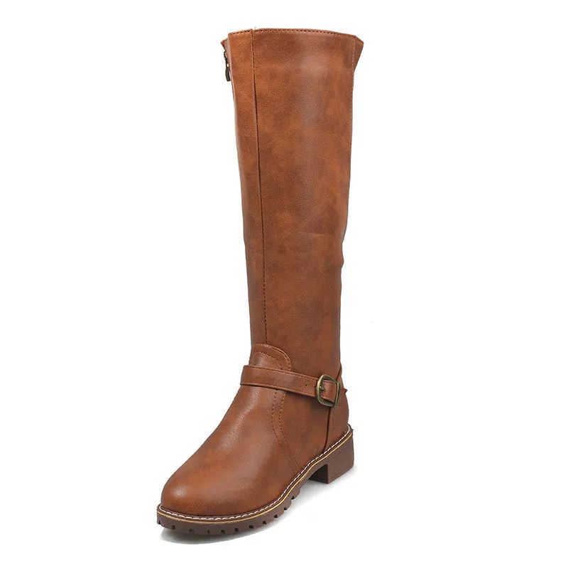 All-Match Simple Retro Flat Knight Boots Wholesale Women Shoes