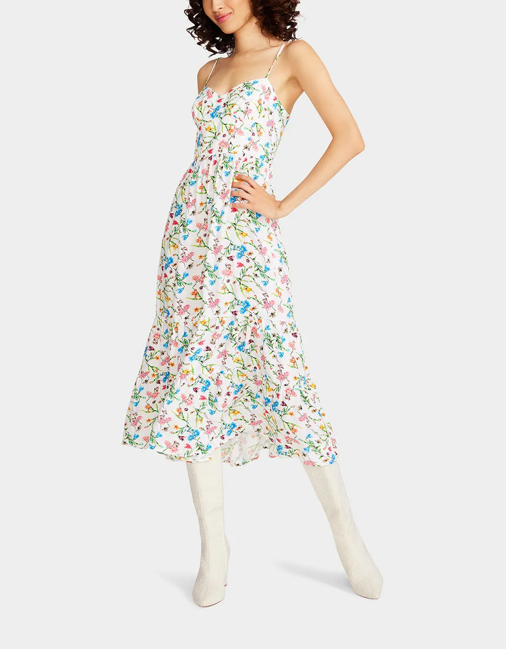 AVA CORSET MIDI DRESS SONIC WHITE