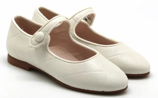 Beberlis Ivory Bone Pattern Leather Mary Jane