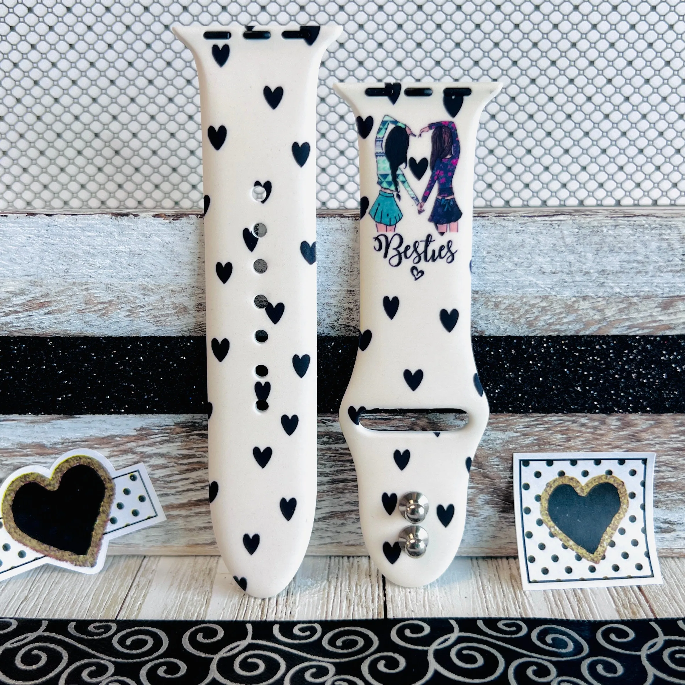 Besties Print Silicone Band For Apple Watch (Two Colors Available)