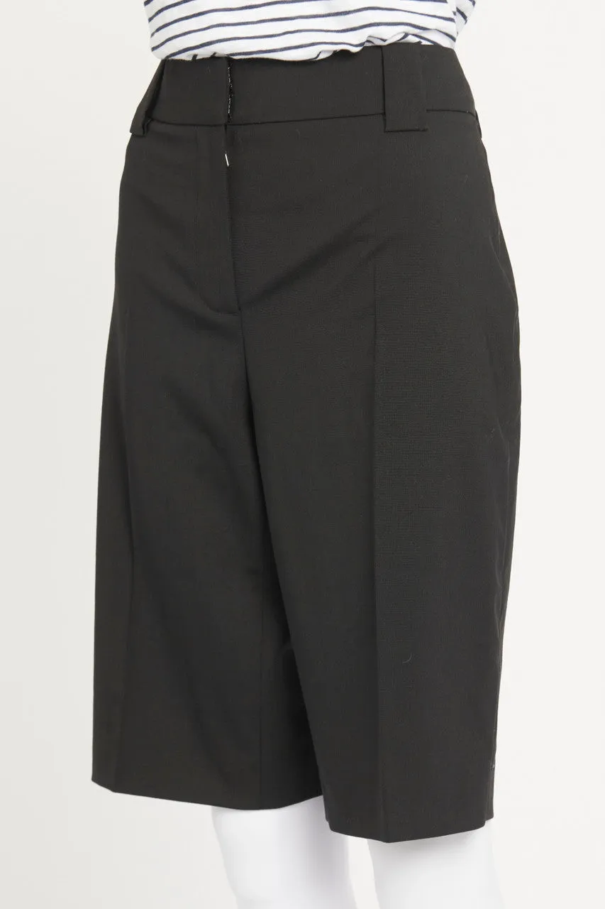 Black Wool Tailored Knee-Length Preowned Shorts