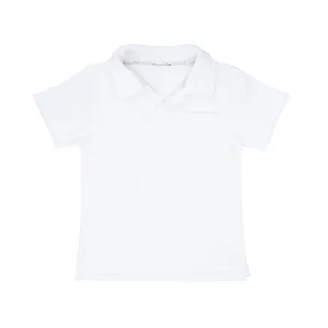 boys white french terry polo shirt