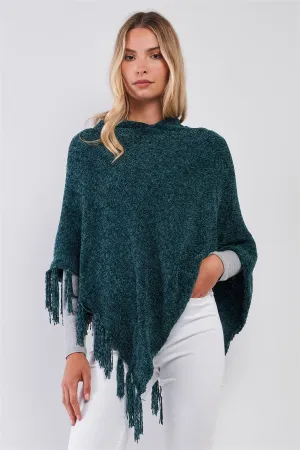 Chenille Knit Tassel Hooded Poncho Pre Pack