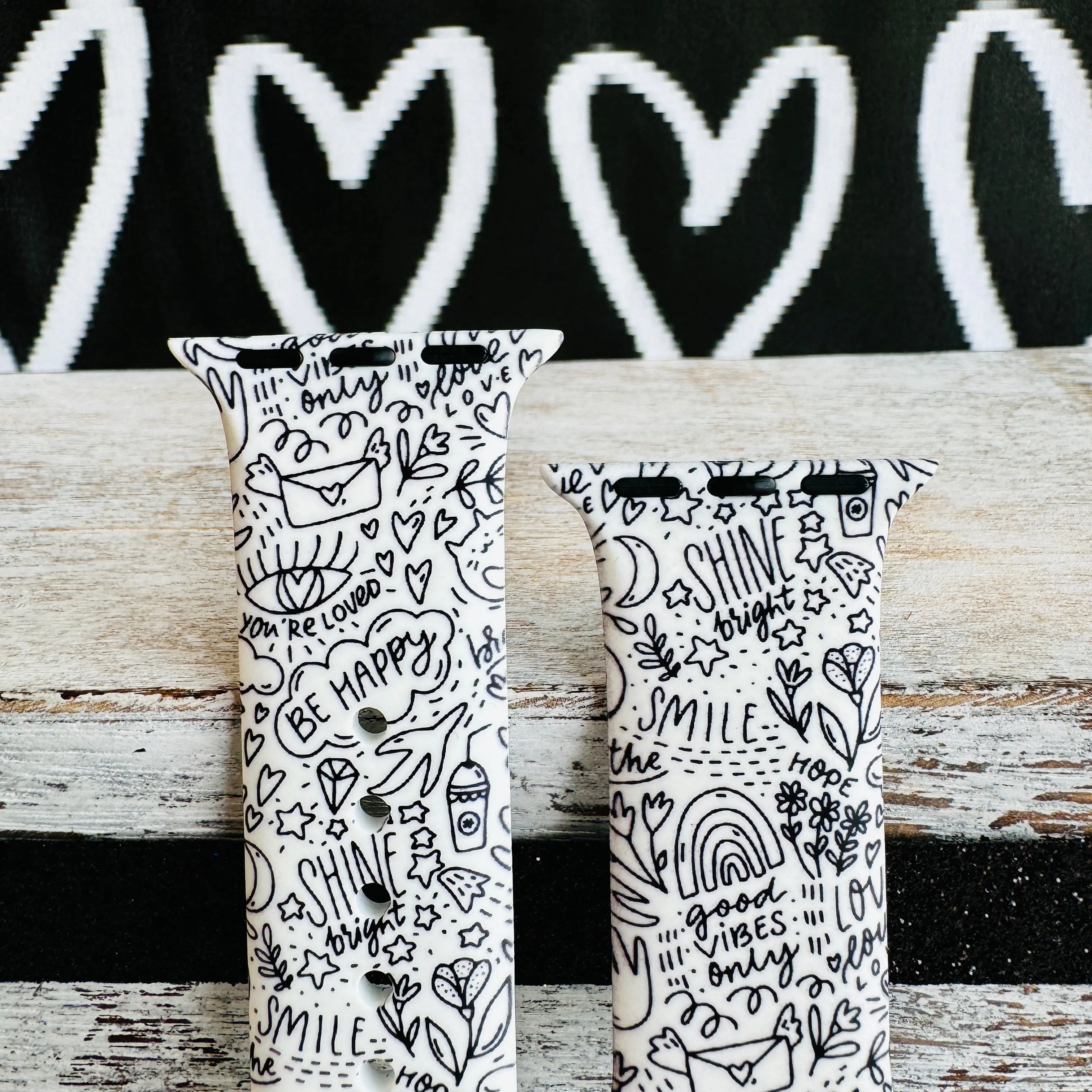 Doodle Delight Print Silicone Band For Apple Watch