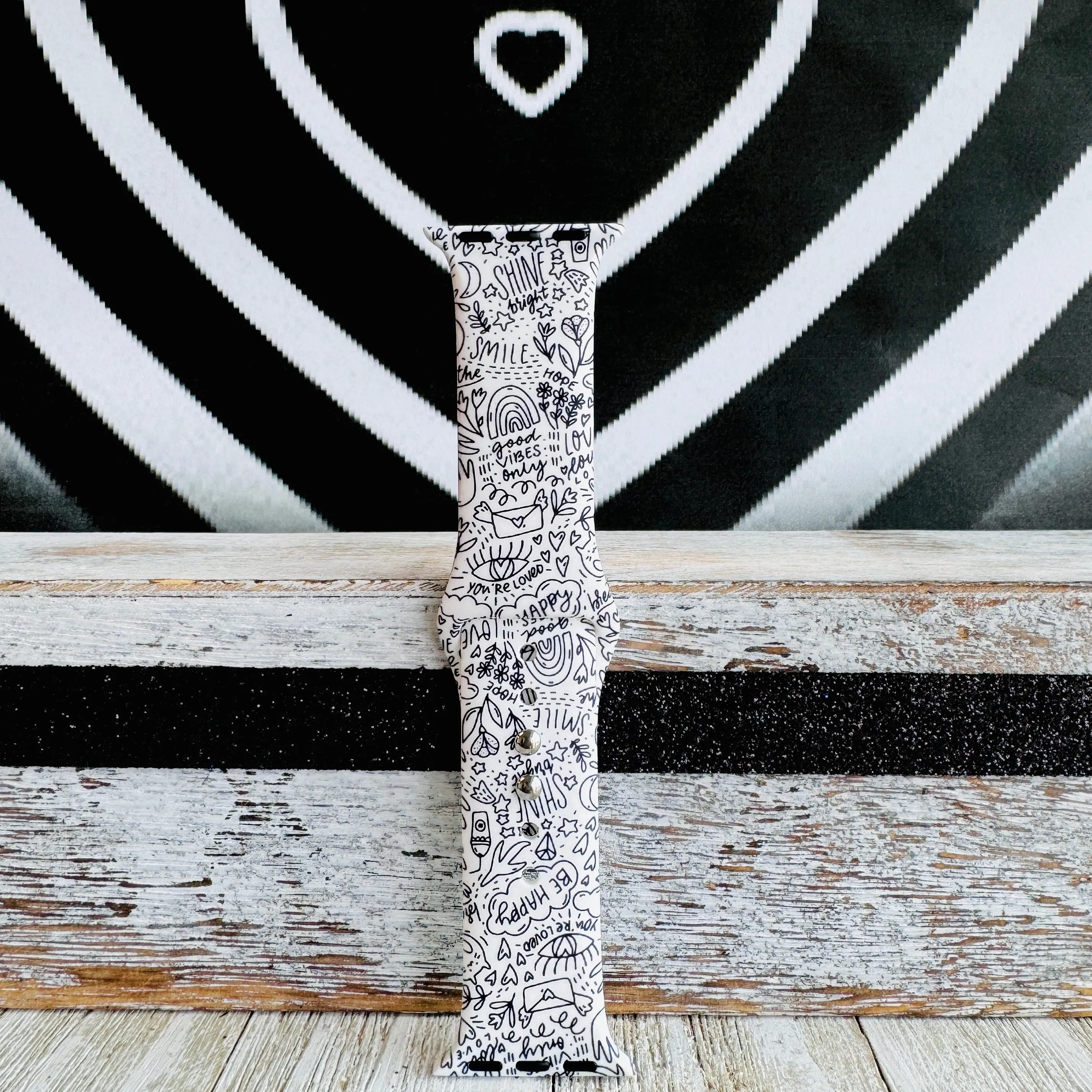 Doodle Delight Print Silicone Band For Apple Watch