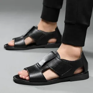 DX021 Men's Casual Shoes - Solid Leather Flat Sandals