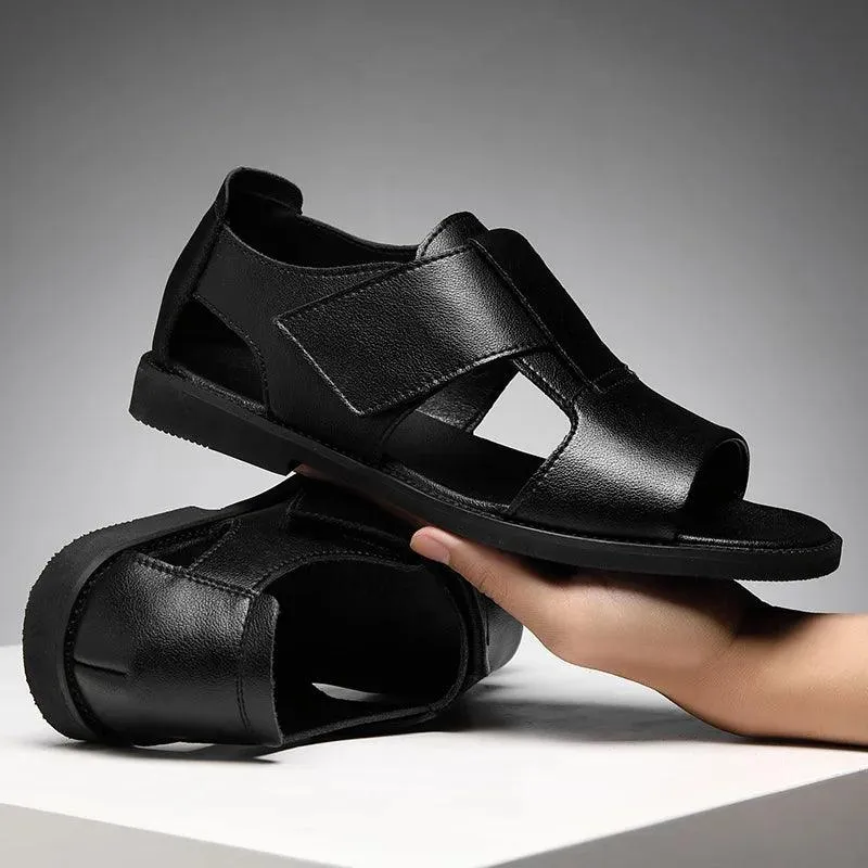 DX021 Men's Casual Shoes - Solid Leather Flat Sandals