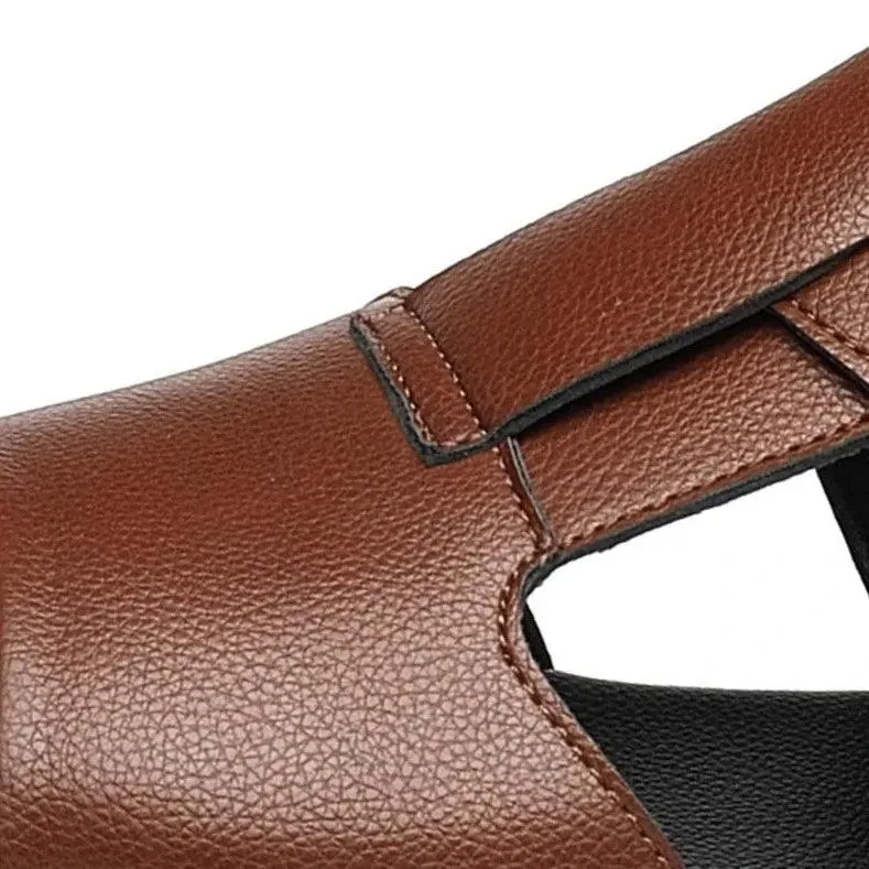 DX021 Men's Casual Shoes - Solid Leather Flat Sandals