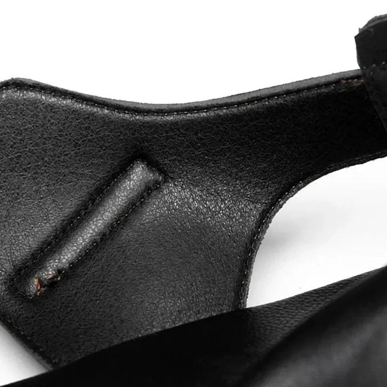 DX021 Men's Casual Shoes - Solid Leather Flat Sandals