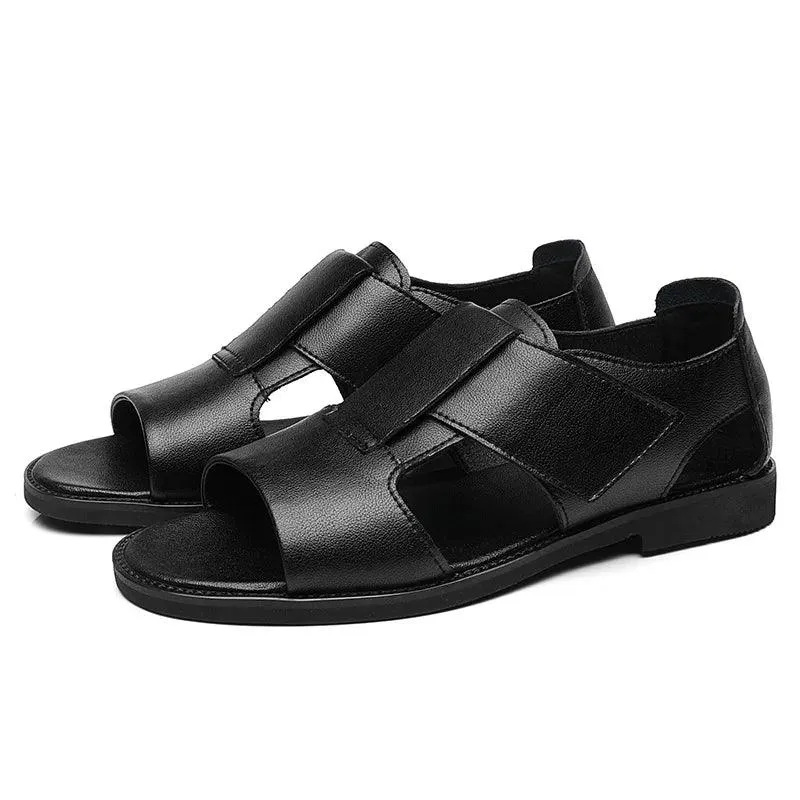 DX021 Men's Casual Shoes - Solid Leather Flat Sandals