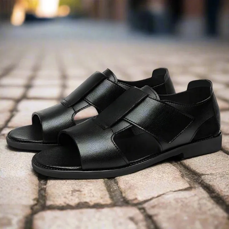 DX021 Men's Casual Shoes - Solid Leather Flat Sandals