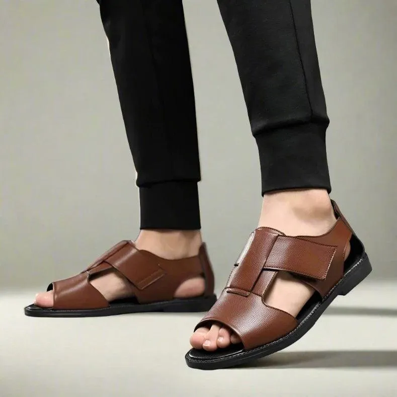 DX021 Men's Casual Shoes - Solid Leather Flat Sandals