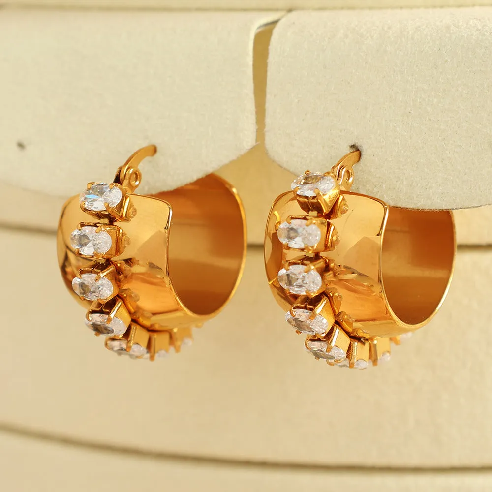 Elegant Glam Pearl Gold Hoop Earrings JLT12787