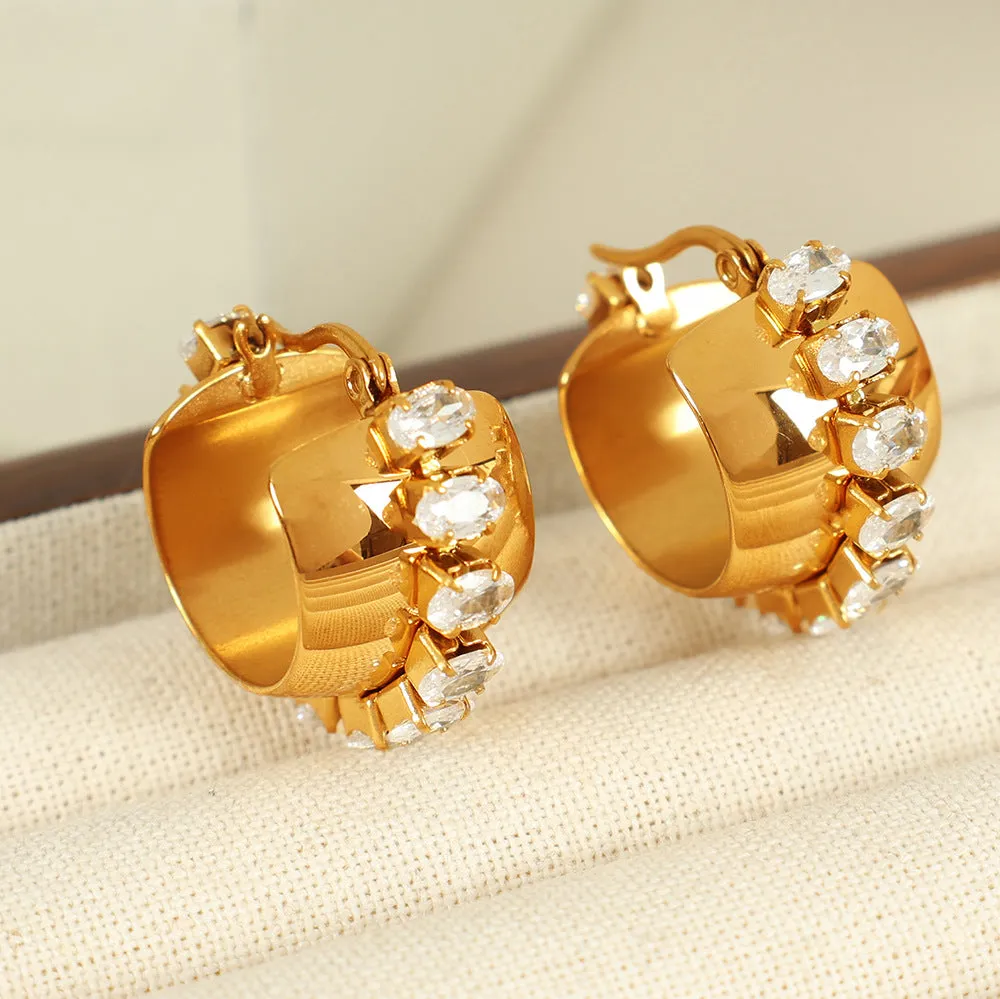 Elegant Glam Pearl Gold Hoop Earrings JLT12787