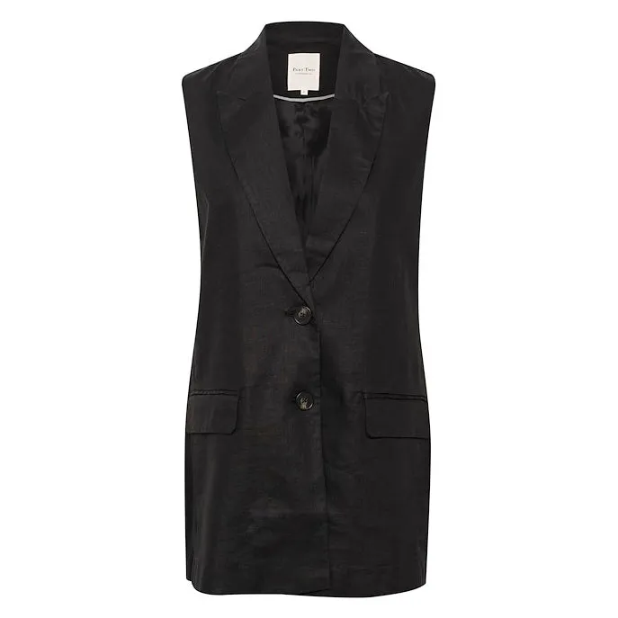 Enyo Linen Waistcoat in Black