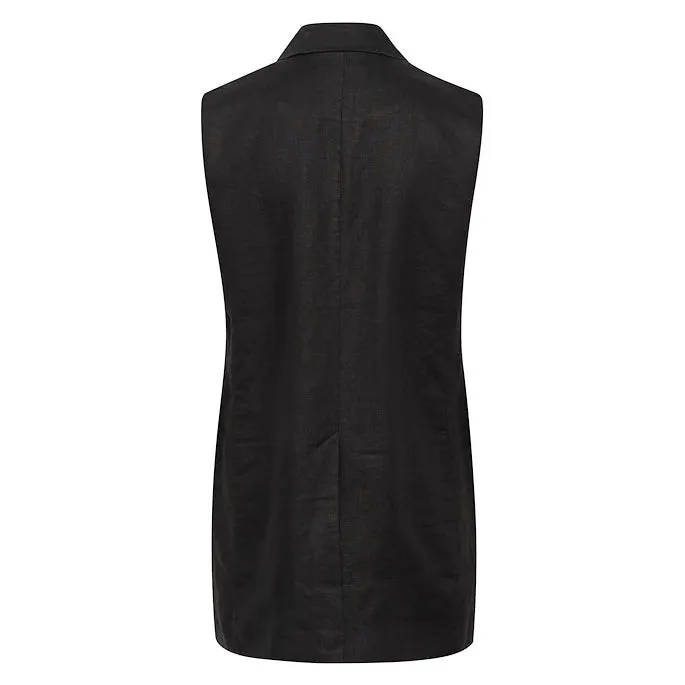 Enyo Linen Waistcoat in Black