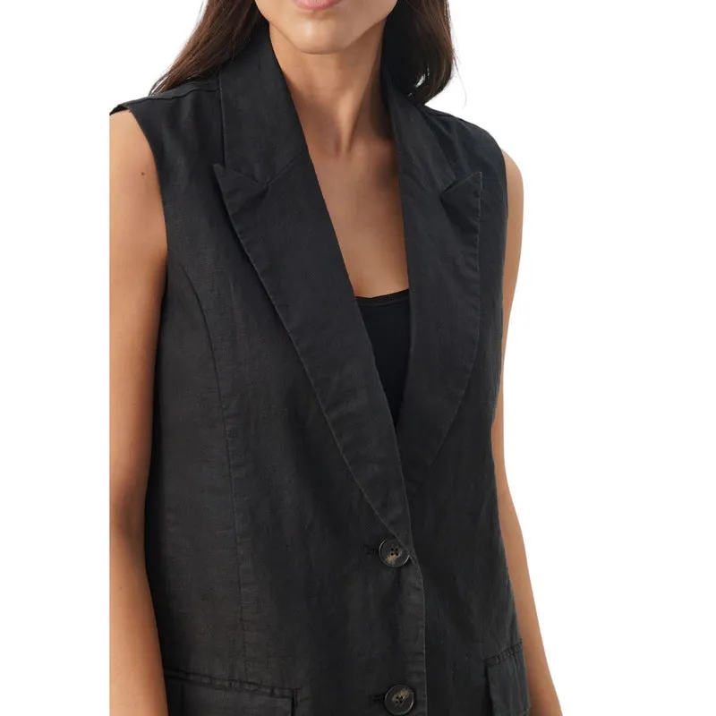 Enyo Linen Waistcoat in Black