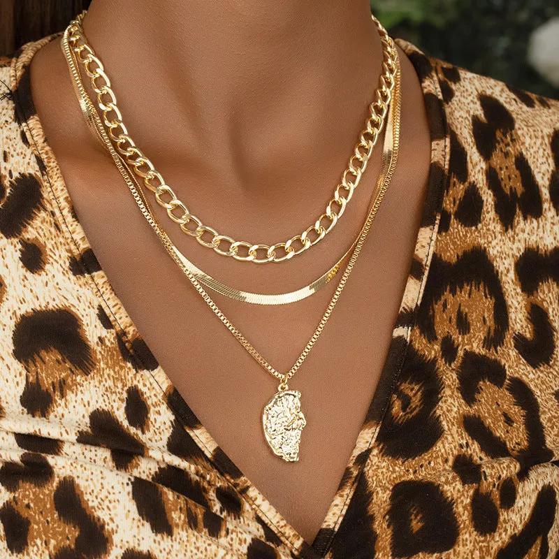 Fashionable 3-Layer Metal Necklace - Vienna Verve Collection
