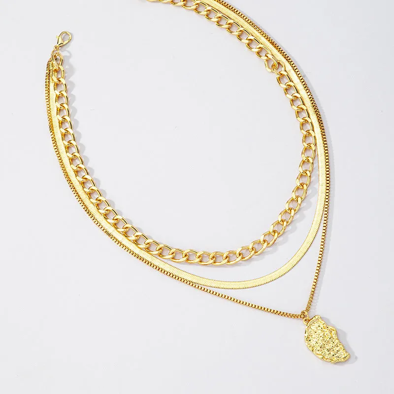 Fashionable 3-Layer Metal Necklace - Vienna Verve Collection