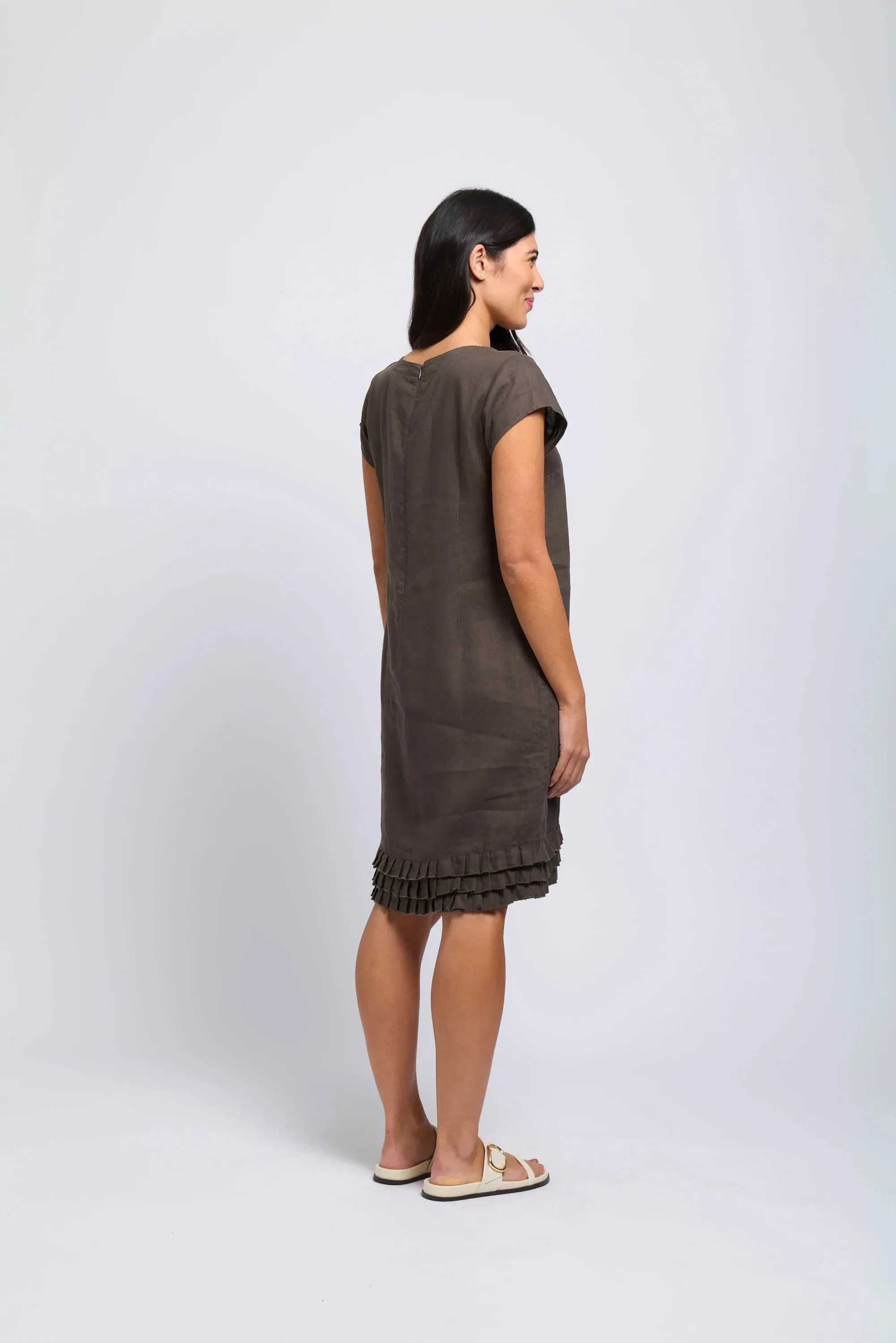 Foil Pleat Dreams Shift Dress FO7895 Khaki