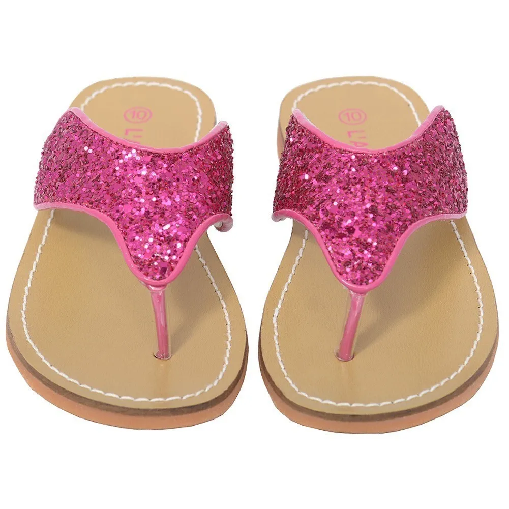 Fuchsia T Strap Flip Flop Summer Spring Sandal Toddler Girl 7-10