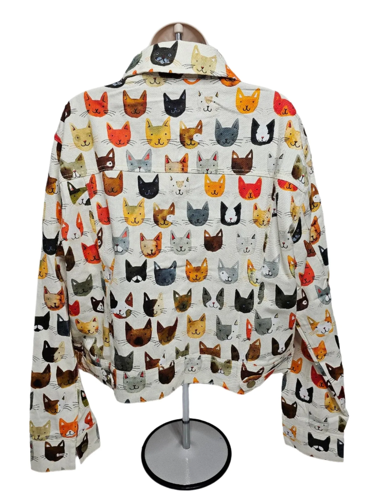 Jacket Button Front 2 Pocket Colorful Cat Women's Aw2450
