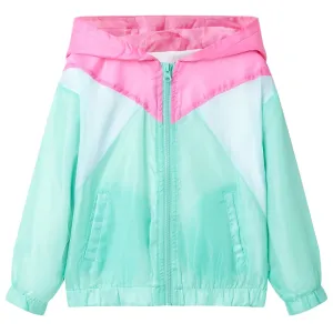 Kids' Multicolour Hooded Jacket with Zip - Water-Resistant & Cozy - Size 104