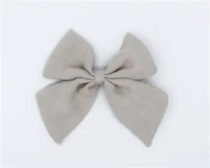 Linen Sailor Hair Bow - Nude