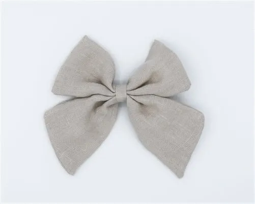 Linen Sailor Hair Bow - Nude