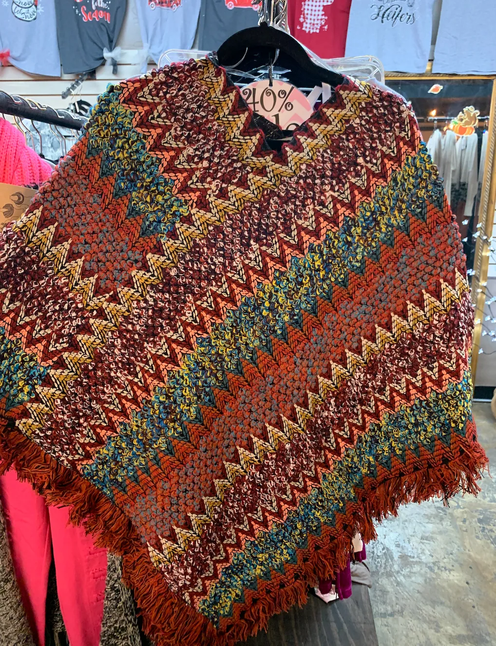 Loose Weave Colorful Poncho