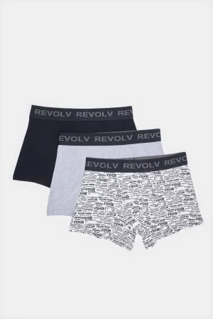 Men Assorted Solid And Print Brief Set (Pack of 3)
