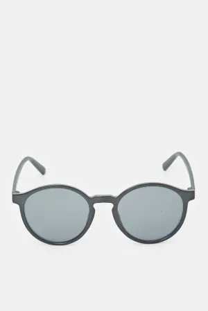 Men Black Round Sunglasses