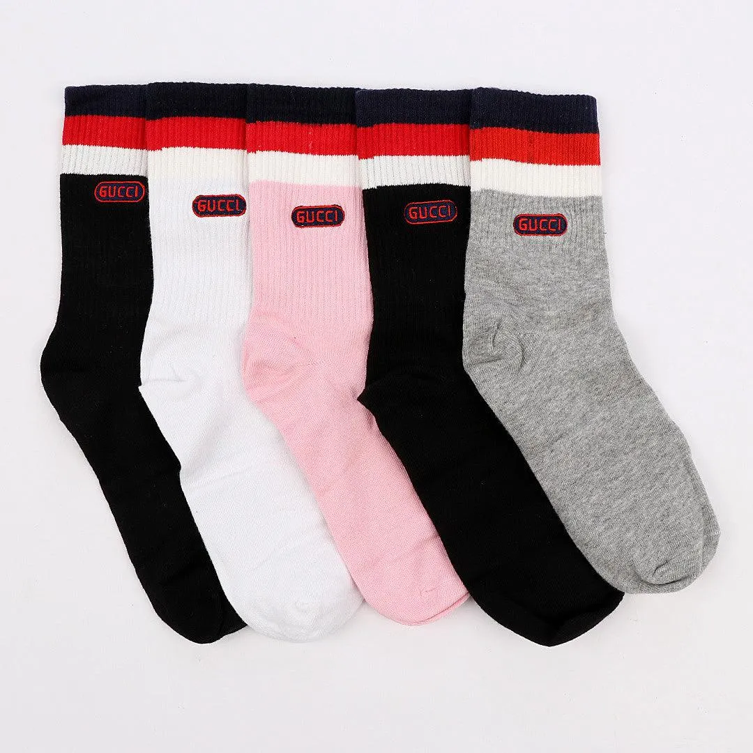 Multicolored 5 In 1 Designer Crested Socks