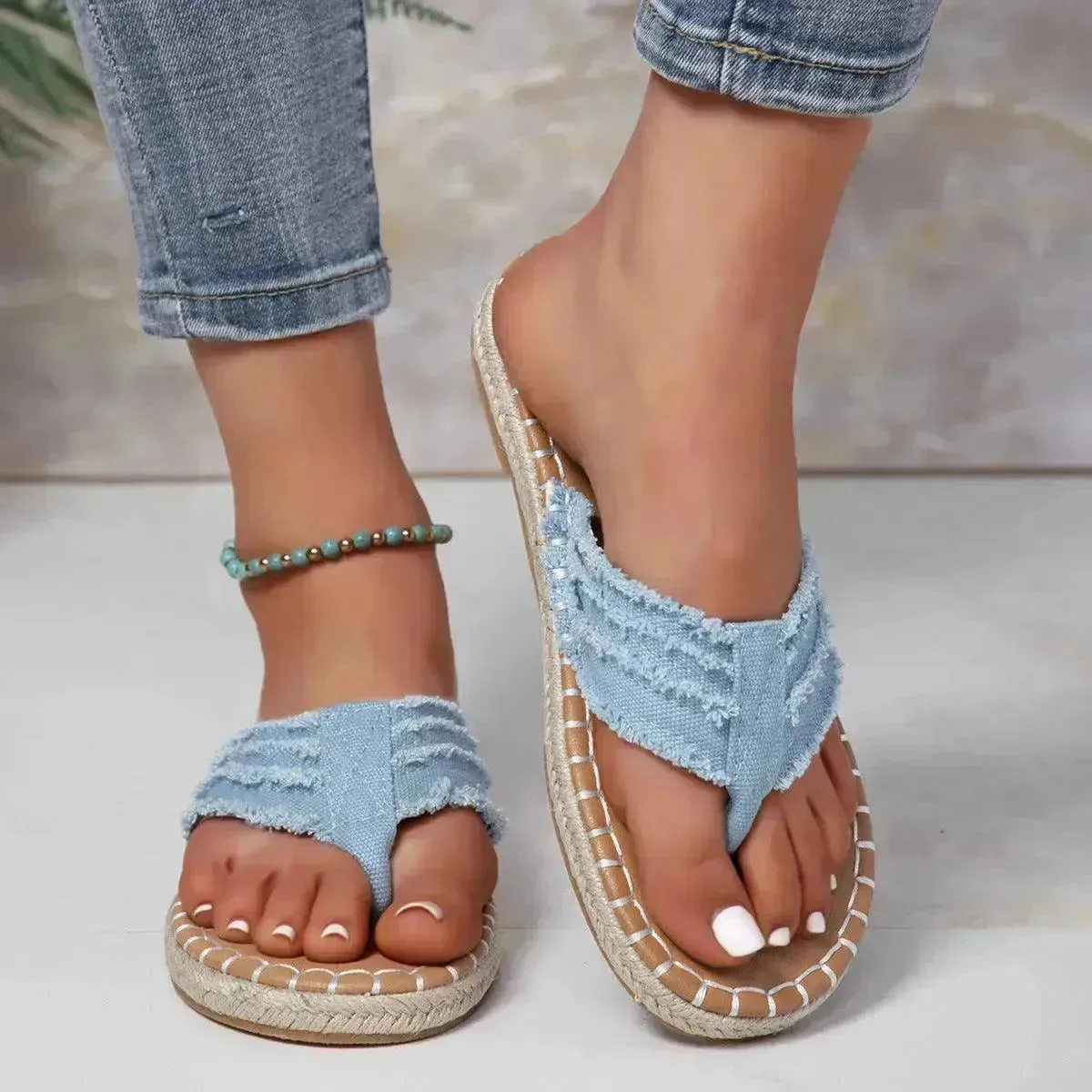 New Canvas Flip Flops Summer Thong Sandals Comfortable Fashion Flat Shoes For Women
