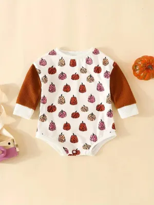 Oh My Gourd Leopard Pumpkins Cotton Knit Onesie (Halloween) Kids Clothing