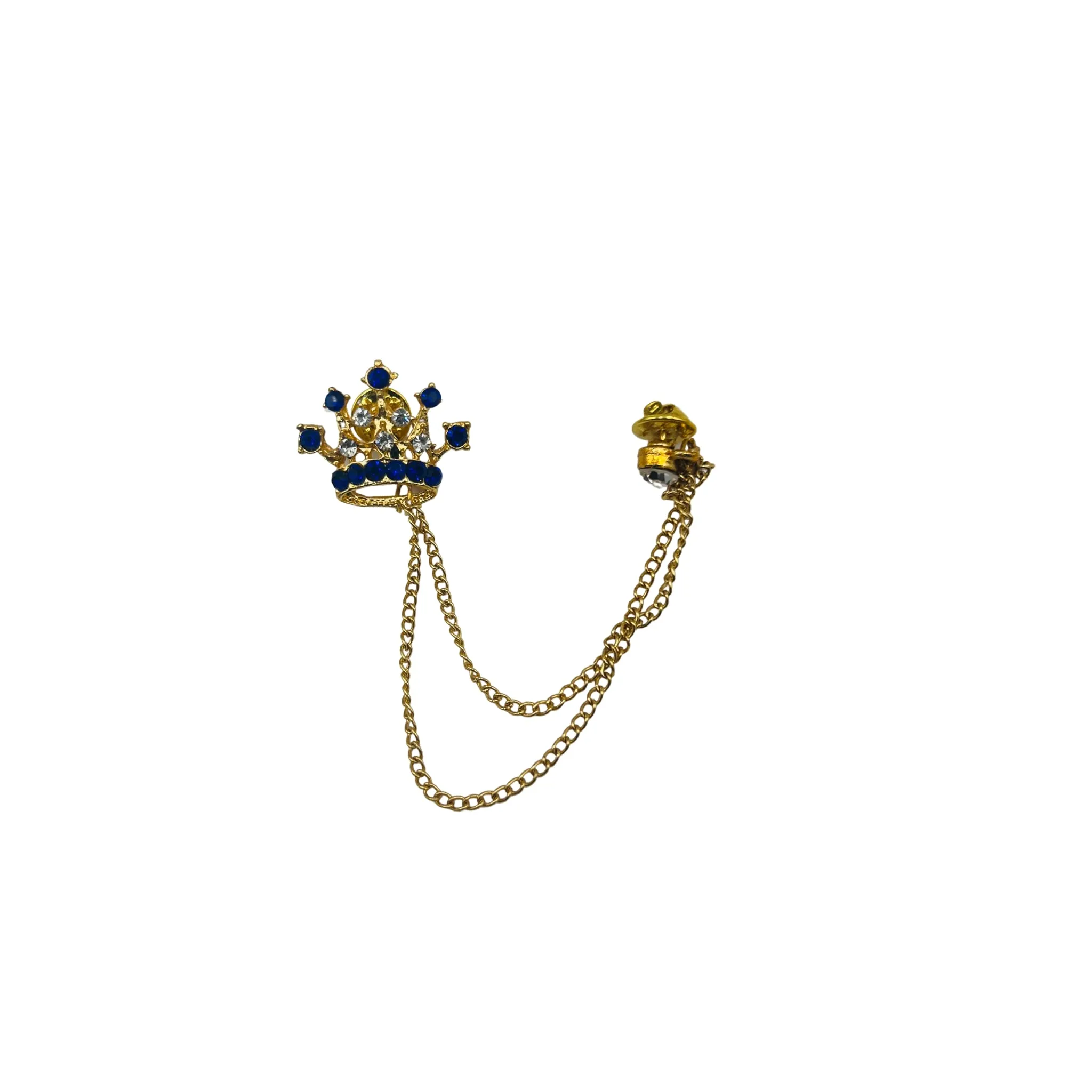 PAKISTAN BRAND LAPEL PIN FOR COAT - BLUE CRYSTAL CROWN