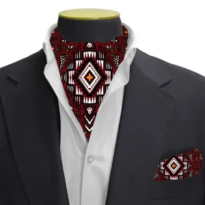 PAKISTANI BRAND CRAVAT AND POCKET SQUARE SET -  ETHNIC PATTERN