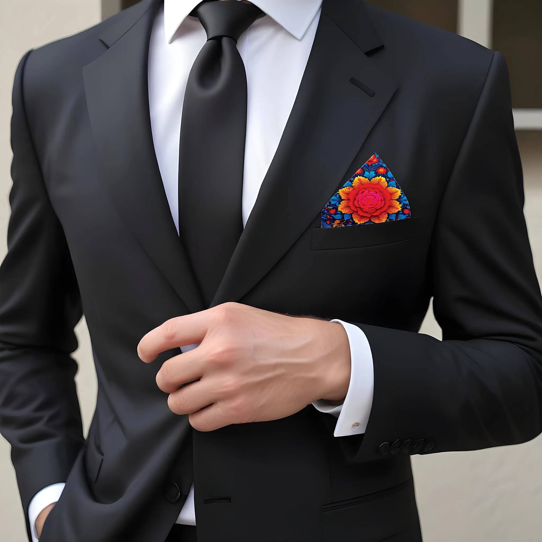 PAKISTANI BRAND POCKET SQUARE FOR MEN PREMIUM COLLECTION - FLOWER MEXICO