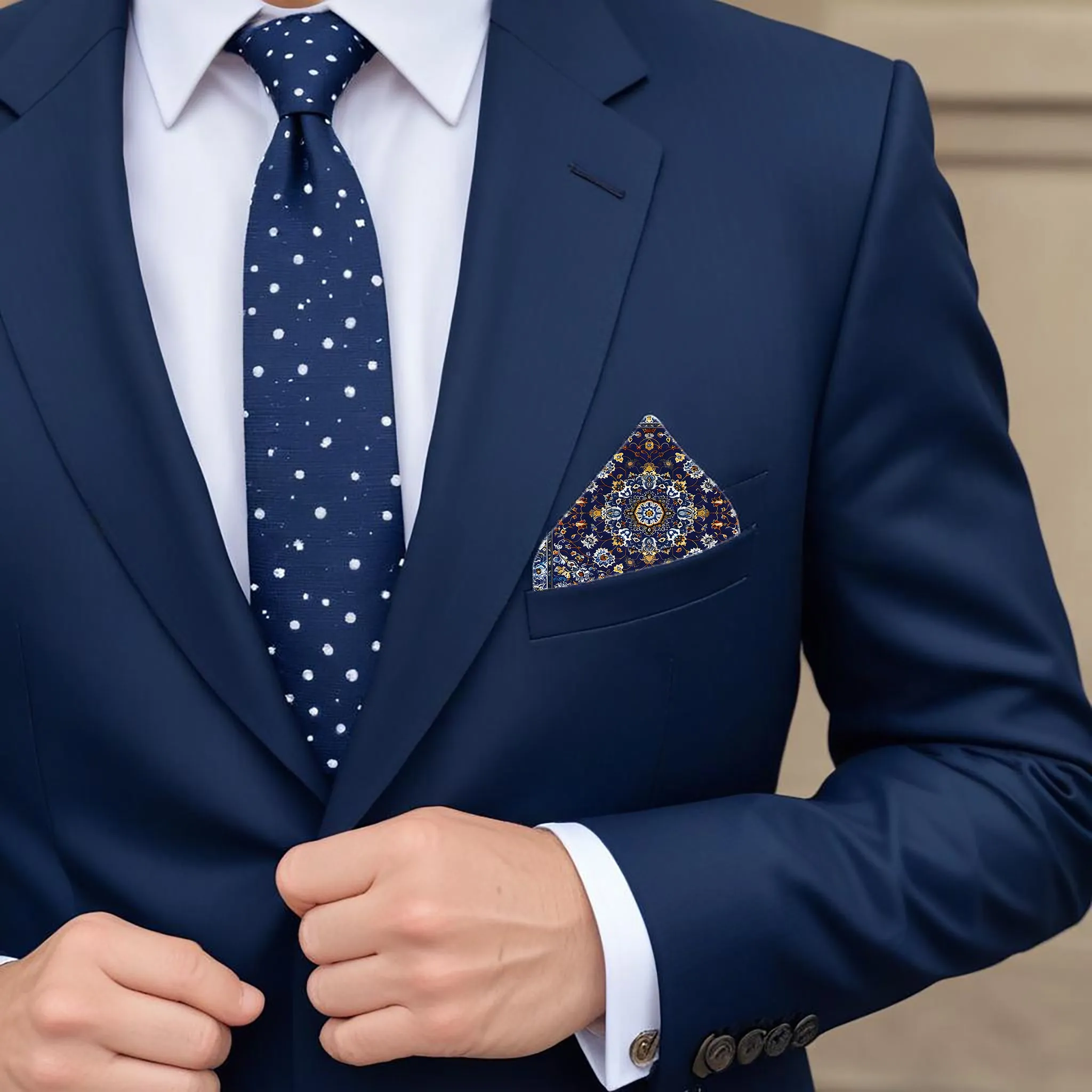 PAKISTANI BRAND POCKET SQUARE FOR MEN PREMIUM COLLECTION - SYMMETRICAL GEOMETRY