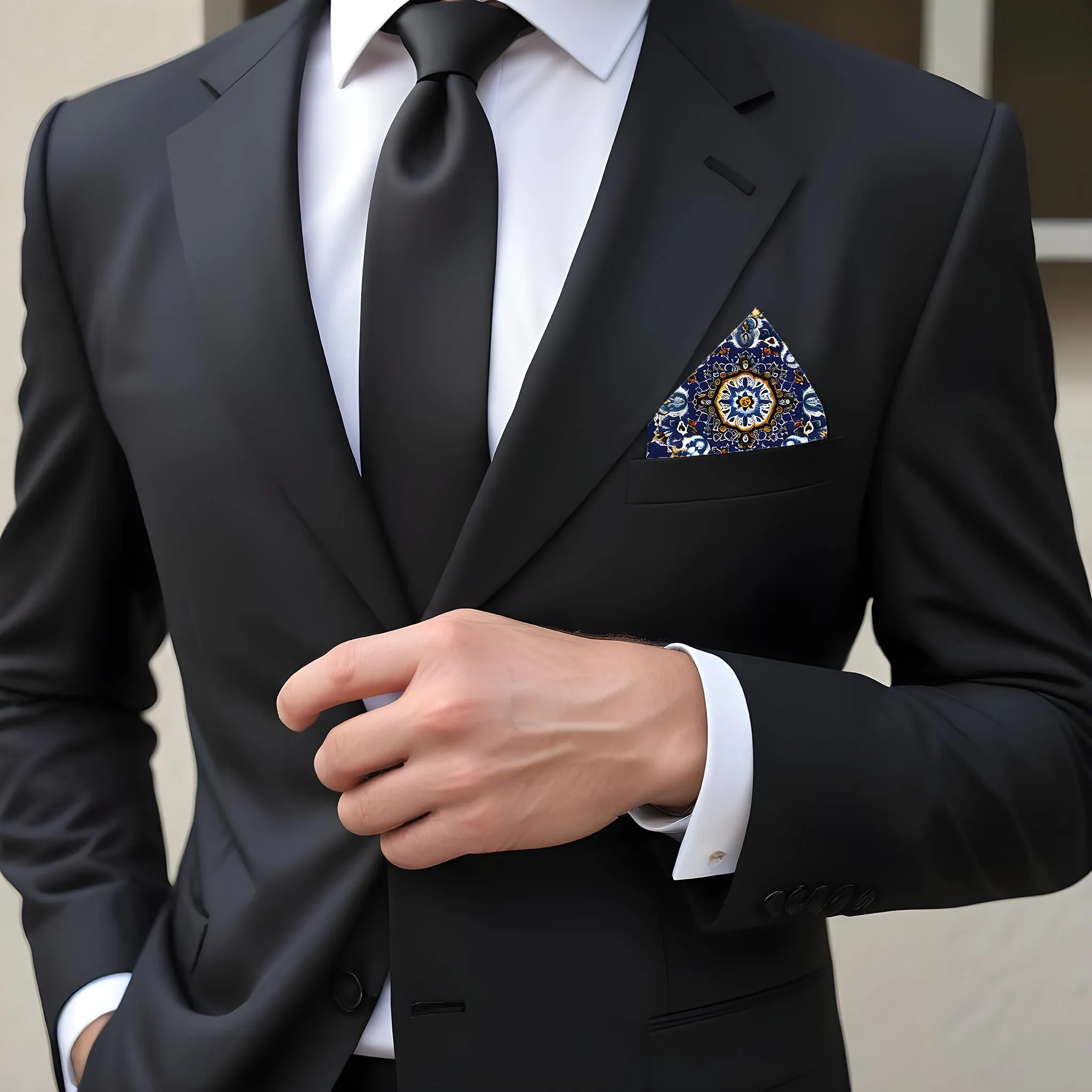 PAKISTANI BRAND POCKET SQUARE FOR MEN PREMIUM COLLECTION - SYMMETRICAL GEOMETRY