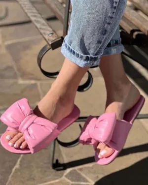 Patti Pink Bow Slides