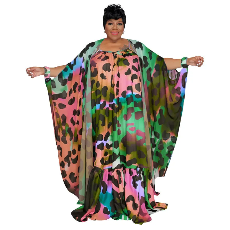 Plus Size Women Clothes Trendy Printed All Matching Sun Protection Cloak Fashionable Loose Chiffon Shirt