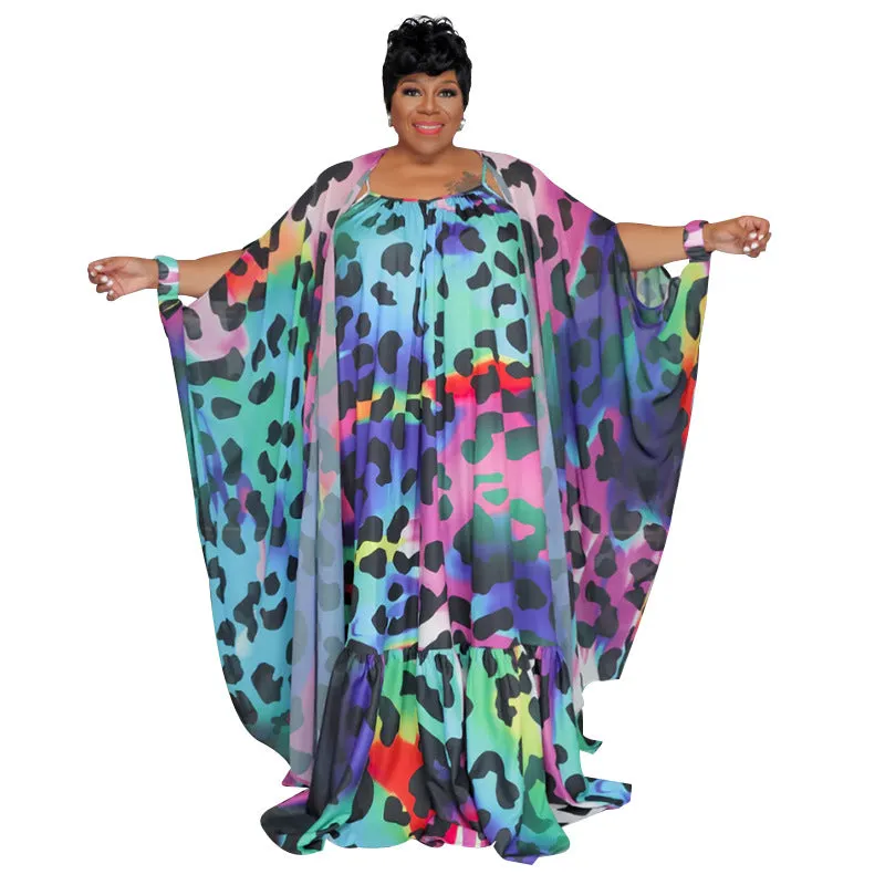 Plus Size Women Clothes Trendy Printed All Matching Sun Protection Cloak Fashionable Loose Chiffon Shirt