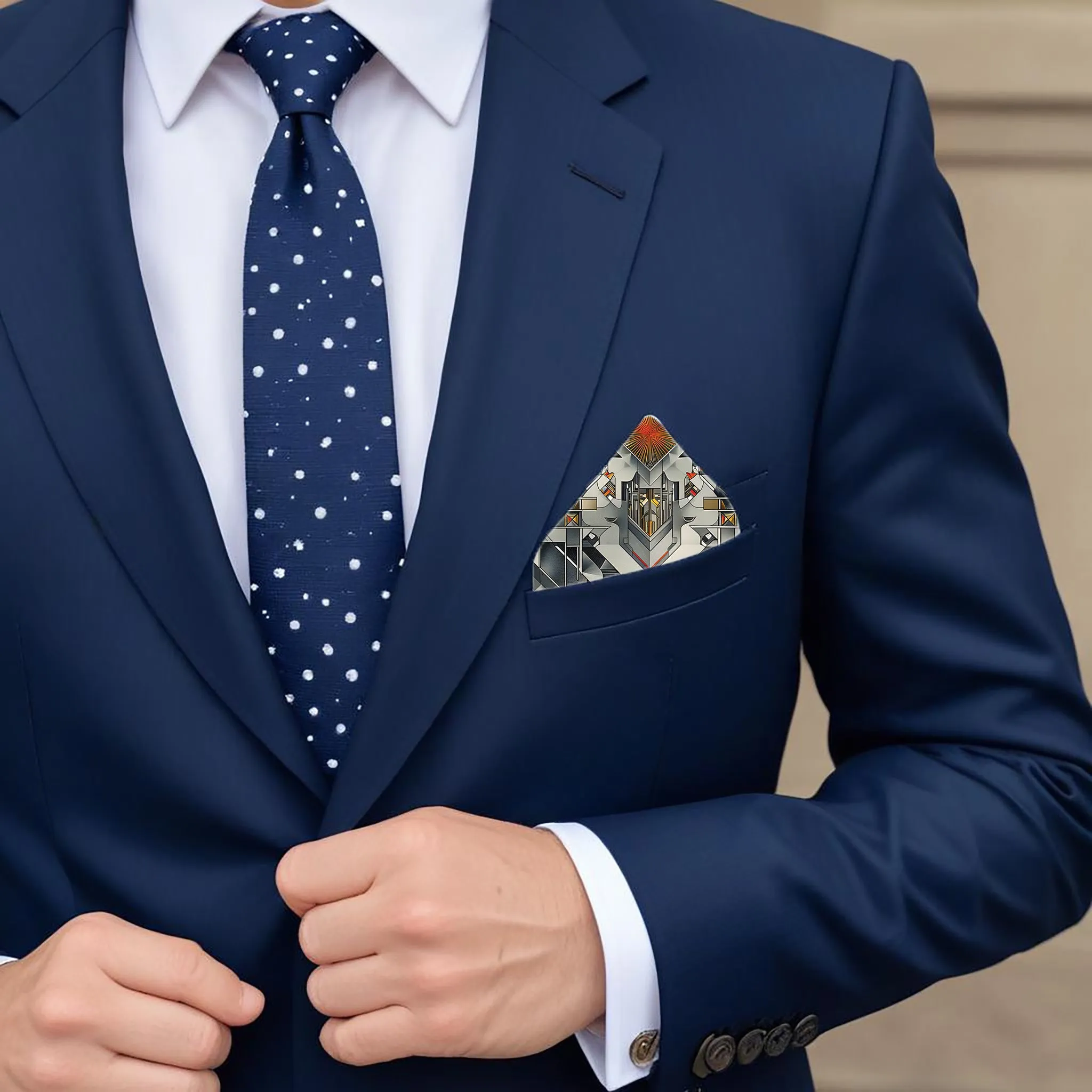 PREMIUM LUXURY POCKET SQUARE  - INTRICATE GEOMETRIC