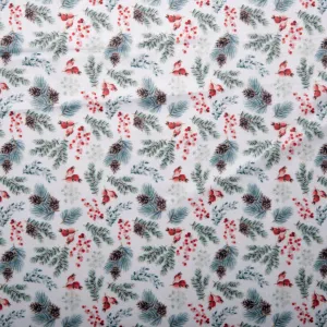 Printed minky - Mistletoe leaf - White