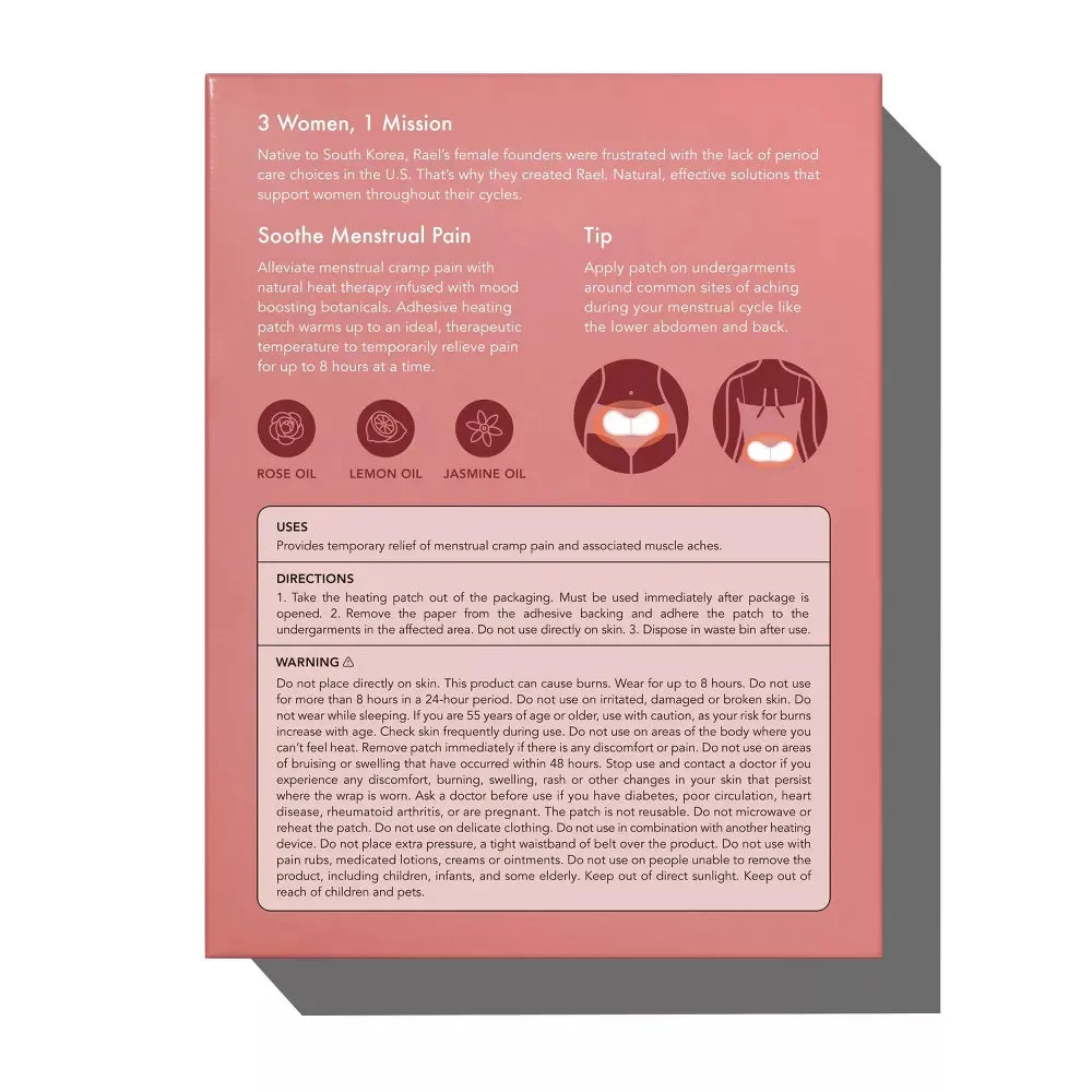 Rael Heating Patch for Menstrual Cramps with Extra Coverage