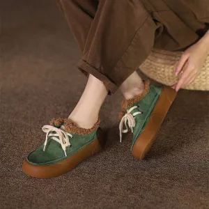 Retro Lace-up Comfortable Fleece Snow Shoes